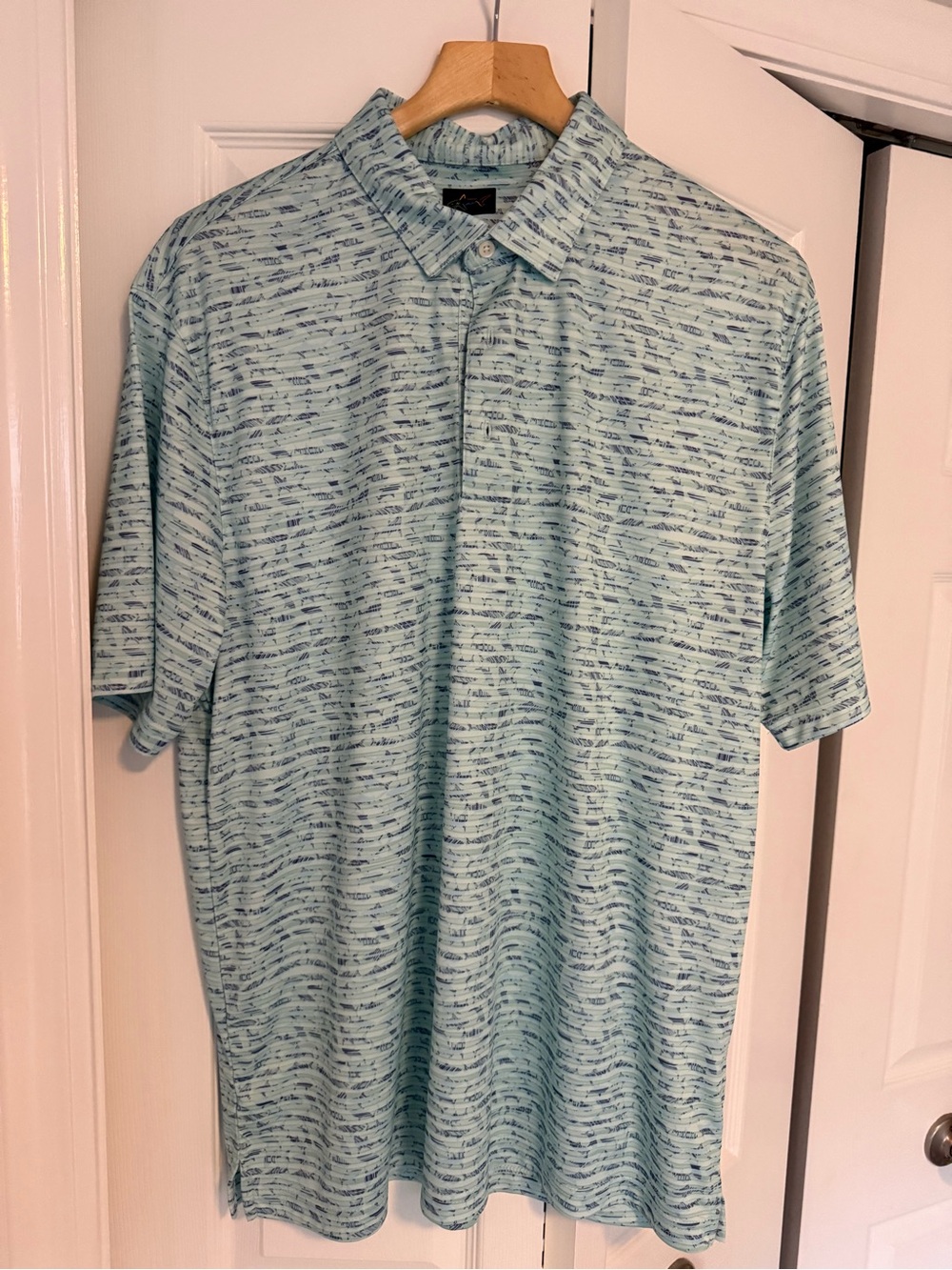 Greg Norman Collection Light Blue Patterned Polo